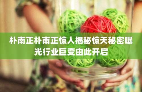 朴南正朴南正惊人揭秘惊天秘密曝光行业巨变由此开启