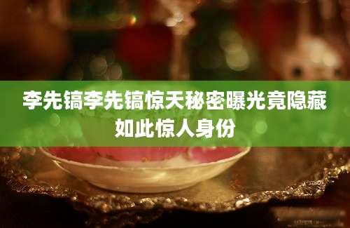 李先镐李先镐惊天秘密曝光竟隐藏如此惊人身份