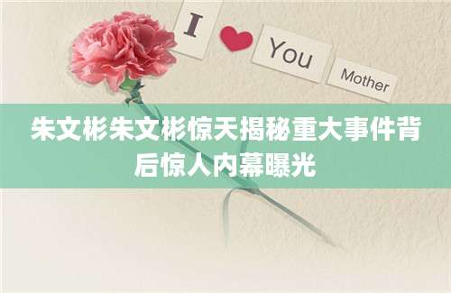 朱文彬朱文彬惊天揭秘重大事件背后惊人内幕曝光