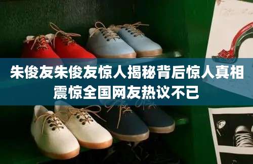 朱俊友朱俊友惊人揭秘背后惊人真相震惊全国网友热议不已