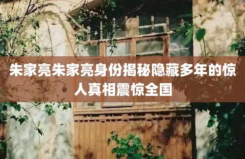朱家亮朱家亮身份揭秘隐藏多年的惊人真相震惊全国