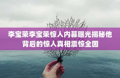 李宝荣李宝荣惊人内幕曝光揭秘他背后的惊人真相震惊全国