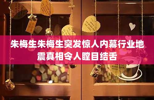朱梅生朱梅生突发惊人内幕行业地震真相令人瞠目结舌