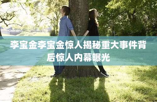 李宝金李宝金惊人揭秘重大事件背后惊人内幕曝光