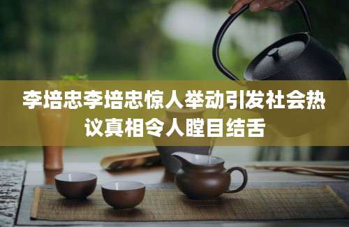李培忠李培忠惊人举动引发社会热议真相令人瞠目结舌