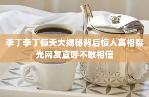 李丁李丁惊天大揭秘背后惊人真相曝光网友直呼不敢相信