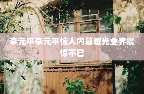 李元平李元平惊人内幕曝光业界震惊不已