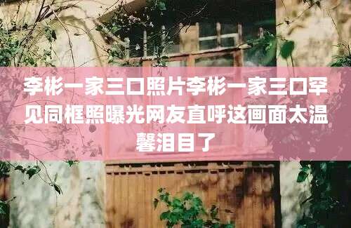 李彬一家三口照片李彬一家三口罕见同框照曝光网友直呼这画面太温馨泪目了