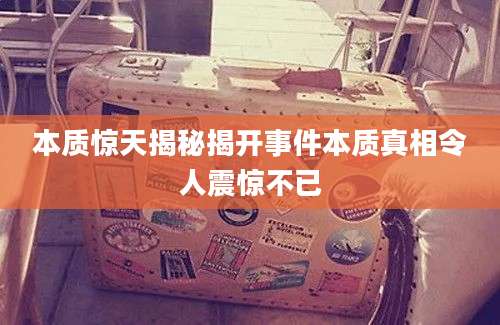 本质惊天揭秘揭开事件本质真相令人震惊不已