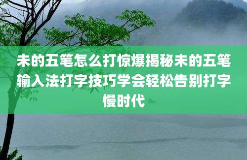 未的五笔怎么打惊爆揭秘未的五笔输入法打字技巧学会轻松告别打字慢时代