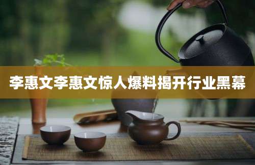 李惠文李惠文惊人爆料揭开行业黑幕