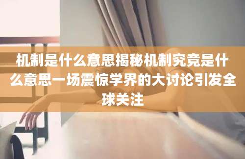 机制是什么意思揭秘机制究竟是什么意思一场震惊学界的大讨论引发全球关注