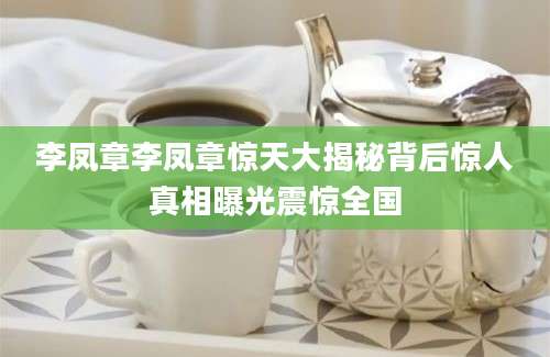 李凤章李凤章惊天大揭秘背后惊人真相曝光震惊全国