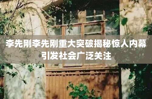 李先刚李先刚重大突破揭秘惊人内幕引发社会广泛关注