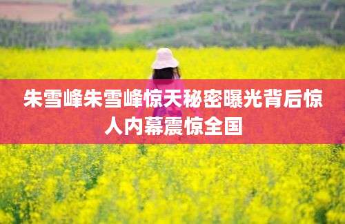 朱雪峰朱雪峰惊天秘密曝光背后惊人内幕震惊全国
