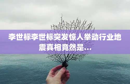 李世标李世标突发惊人举动行业地震真相竟然是...