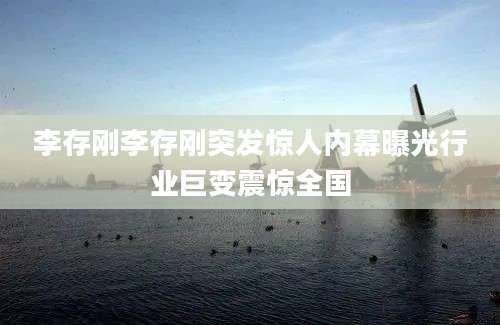 李存刚李存刚突发惊人内幕曝光行业巨变震惊全国