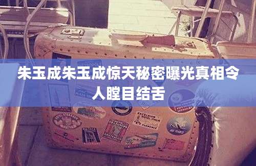 朱玉成朱玉成惊天秘密曝光真相令人瞠目结舌