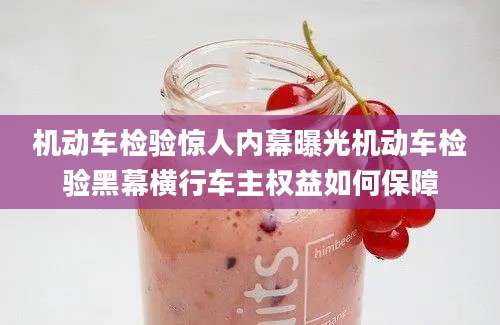 机动车检验惊人内幕曝光机动车检验黑幕横行车主权益如何保障