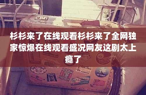 杉杉来了在线观看杉杉来了全网独家惊爆在线观看盛况网友这剧太上瘾了
