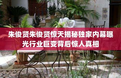 朱俊贤朱俊贤惊天揭秘独家内幕曝光行业巨变背后惊人真相