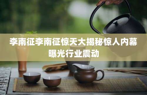 李南征李南征惊天大揭秘惊人内幕曝光行业震动