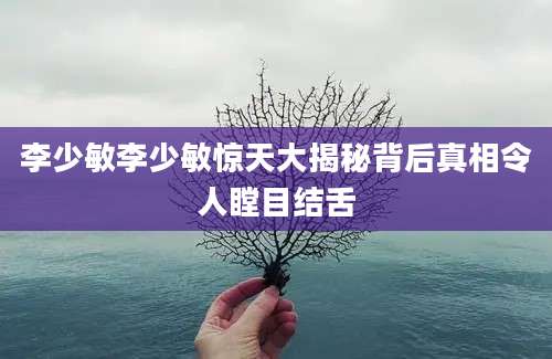 李少敏李少敏惊天大揭秘背后真相令人瞠目结舌