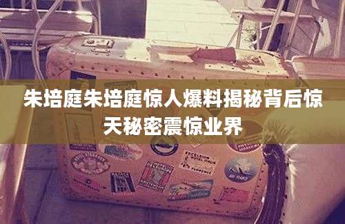 朱培庭朱培庭惊人爆料揭秘背后惊天秘密震惊业界