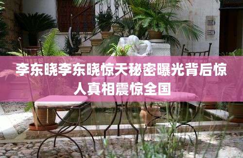 李东晓李东晓惊天秘密曝光背后惊人真相震惊全国