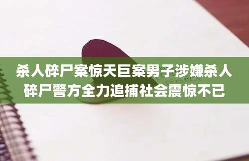 杀人碎尸案惊天巨案男子涉嫌杀人碎尸警方全力追捕社会震惊不已
