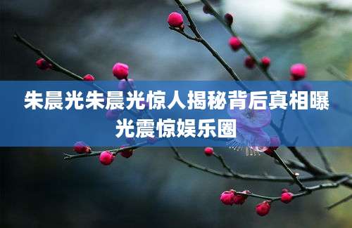 朱晨光朱晨光惊人揭秘背后真相曝光震惊娱乐圈