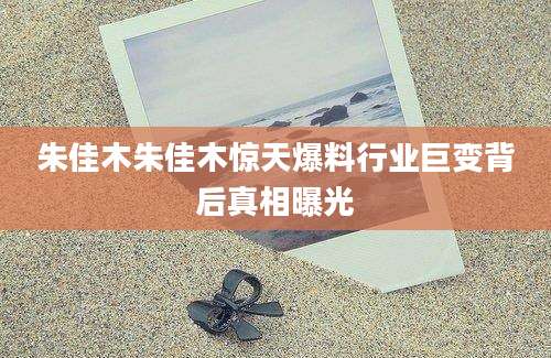 朱佳木朱佳木惊天爆料行业巨变背后真相曝光