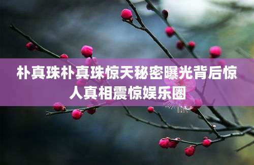朴真珠朴真珠惊天秘密曝光背后惊人真相震惊娱乐圈
