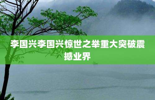 李国兴李国兴惊世之举重大突破震撼业界
